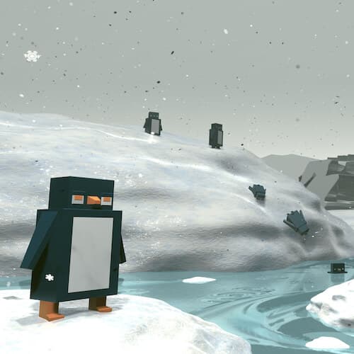 Penguins on the ice in Aniland